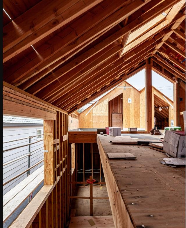 Timber framing under construction