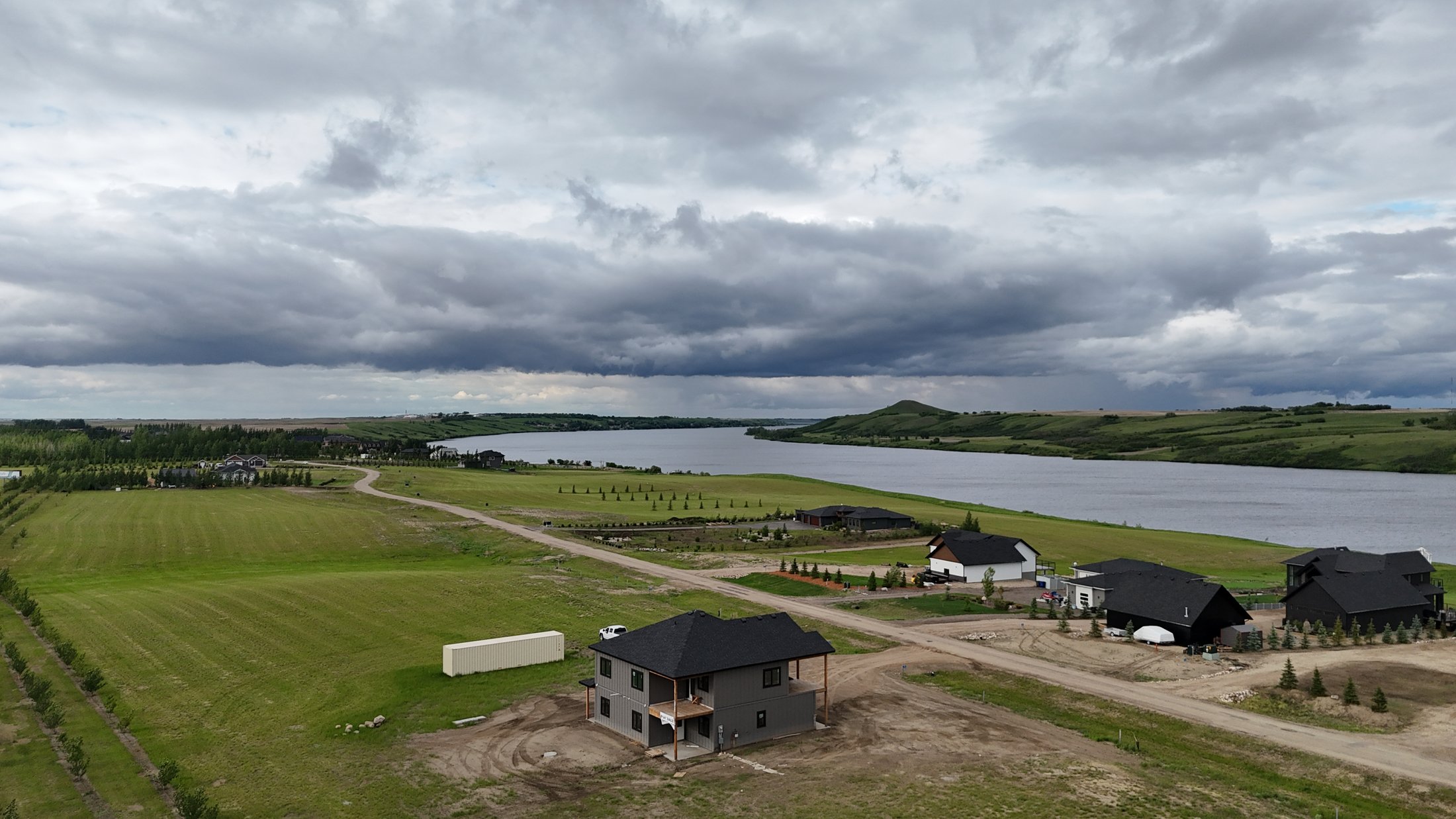 Aerial view of Sky Blue Homes lakefront development