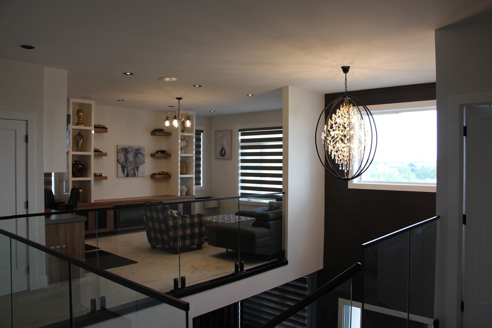 Upper landing overlooking the kitchen and living area