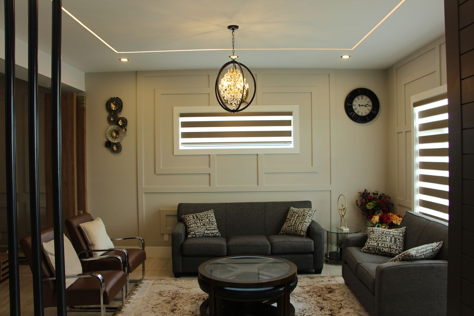 Lakefront custom home — living room interior
