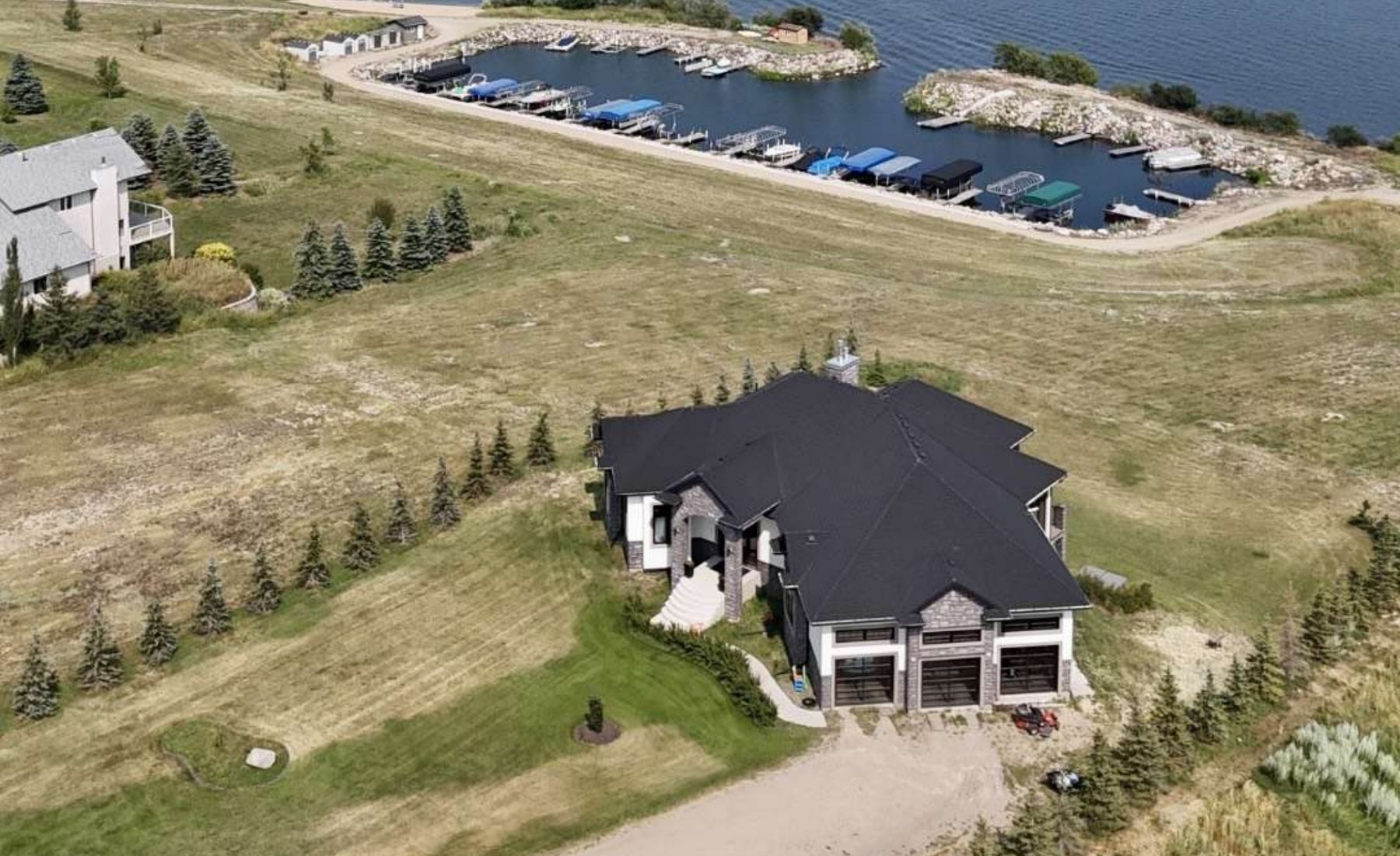 Custom home overlooking the water at Blackstrap Lake